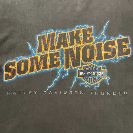 00s HARLEY-DAVIDSON "MAKE SOME NOISE" プリントTシャツ / FADE