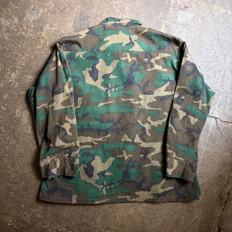 70s U.S. Military COAT, HOT WEATHER, COMOUFLAGE PATTERN RIPSTOP LARGE-SHORT