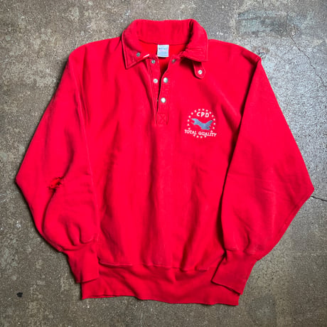 90s Champion Reverse Weave チンスト付きハーフスナップスウェット ”ボロ”