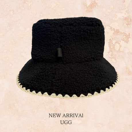【美品】UGG アグ ボア バケットハット ブラック ステッチデザイン