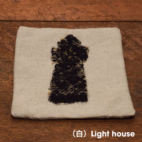 ウールモチーフ刺繡のリネンコースター
