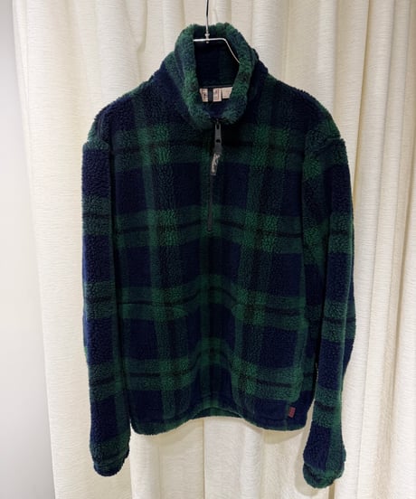 00s WOOLRICH ブラックウォッチ柄 ハーフジップフリースジャケット