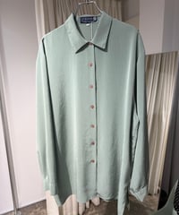80s Euro ミントカラー ポリエステルシャツ