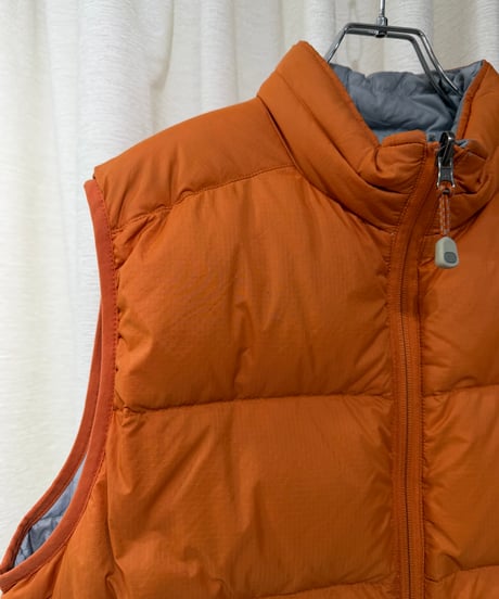 00s L.L.Bean リバーシブルダウンベスト オレンジ×グレー