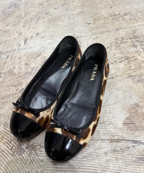 PRADA ハラコエナメル切り替え バレーシューズ_サイズ36
