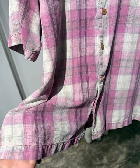 90s Tommy Bahama シルクチェック半袖シャツ
