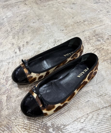 PRADA ハラコエナメル切り替え バレーシューズ_サイズ36