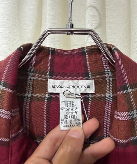 90s インド製 レーヨンポリ ジップアップネルシャツ