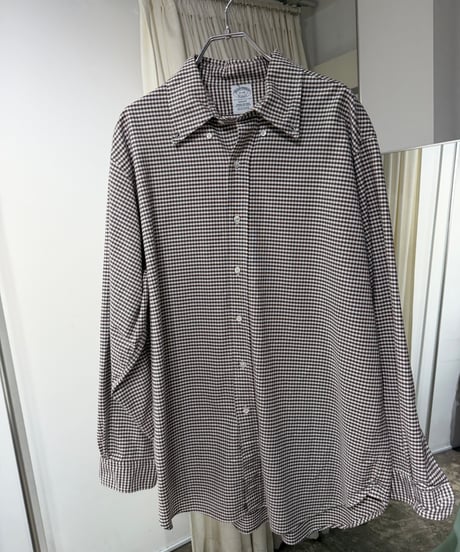 00s USA製 Brooks Brothers ブラウン ギンガムチェック ボタンダウンシャツ