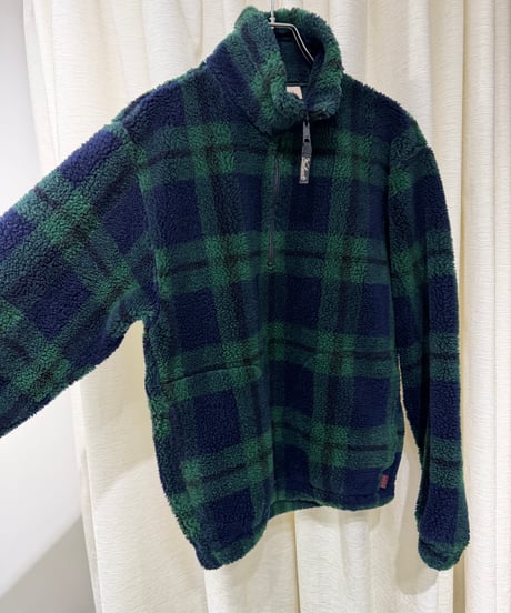 00s WOOLRICH ブラックウォッチ柄 ハーフジップフリースジャケット