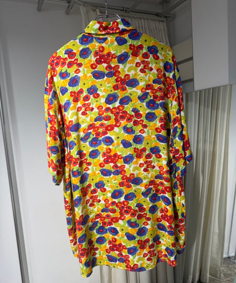 80s イタリア製 UNITED COLORS OF BENETTON レーヨン総柄シャツ