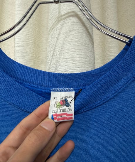 90s Fruit of the Loom コットンポリ メッセージプリント ラグランスウェット