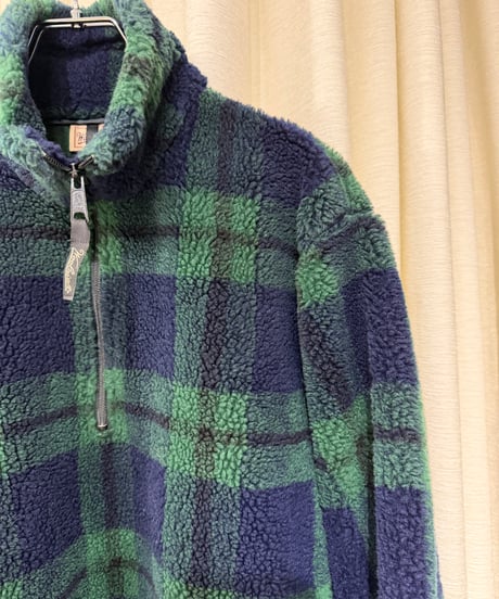 00s WOOLRICH ブラックウォッチ柄 ハーフジップフリースジャケット