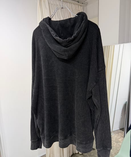 00s NO BOUNDARIES 製品染め ワッフルジップアップパーカー