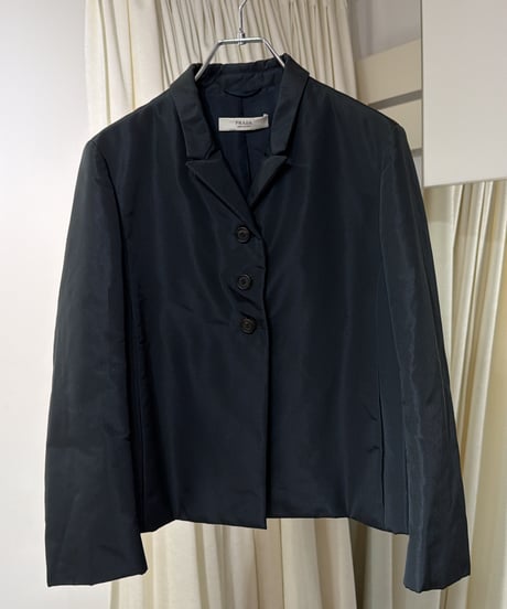 2009s PRADA シルクポリエステル パフ三つボタンテーラードジャケット