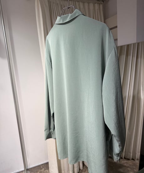 80s Euro ミントカラー ポリエステルシャツ