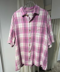 90s Tommy Bahama シルクチェック半袖シャツ