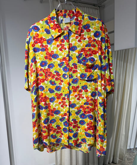 80s イタリア製 UNITED COLORS OF BENETTON レーヨン総柄シャツ