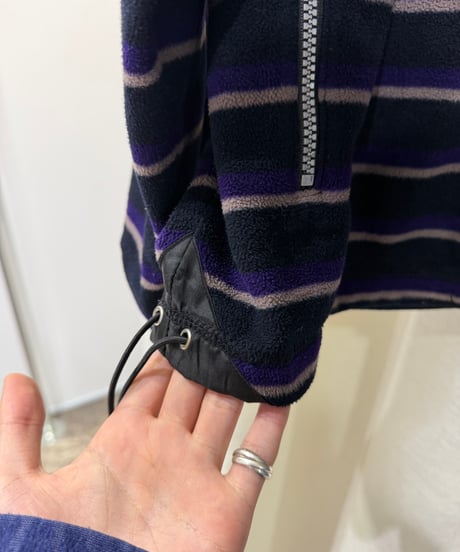 90s CHAPS 裏ナイロン ボーダー柄フリース ジップアップジャケット