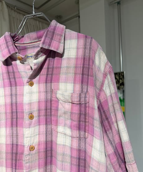 90s Tommy Bahama シルクチェック半袖シャツ