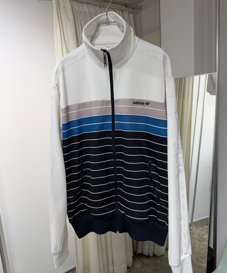 00s adidas "曲がりジップ" マルチボーダー トラックジャケット