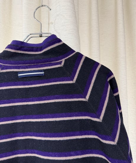 90s CHAPS 裏ナイロン ボーダー柄フリース ジップアップジャケット