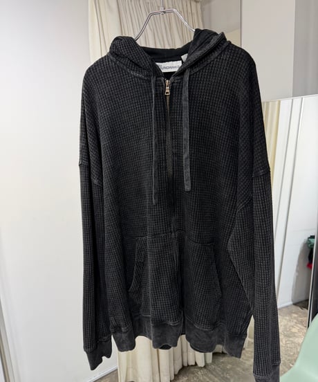 00s NO BOUNDARIES 製品染め ワッフルジップアップパーカー