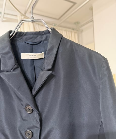 2009s PRADA シルクポリエステル パフ三つボタンテーラードジャケット