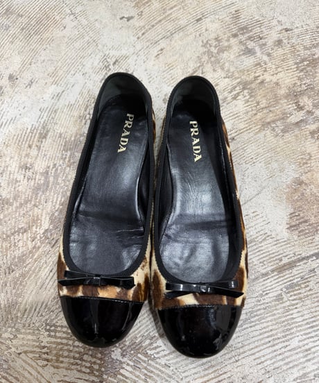 PRADA ハラコエナメル切り替え バレーシューズ_サイズ36