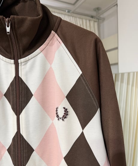 80s Fred Perry コットンポリ アーガイルトラックジャケット
