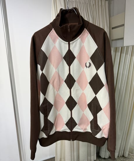 80s Fred Perry コットンポリ アーガイルトラックジャケット