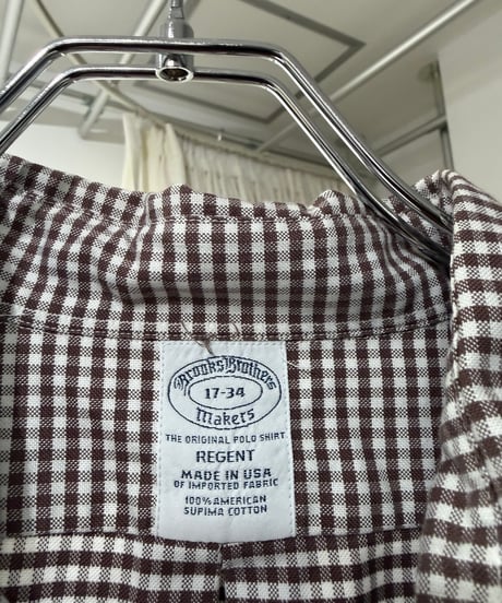 00s USA製 Brooks Brothers ブラウン ギンガムチェック ボタンダウンシャツ