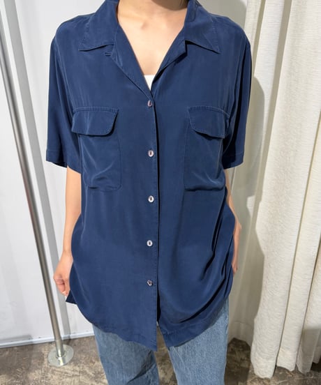 90s シルクオープンカラーシャツ