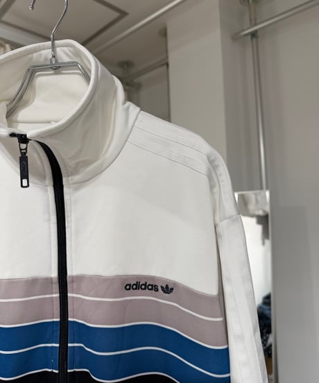 00s adidas "曲がりジップ" マルチボーダー トラックジャケット