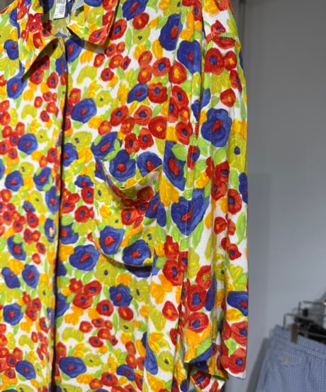 80s イタリア製 UNITED COLORS OF BENETTON レーヨン総柄シャツ