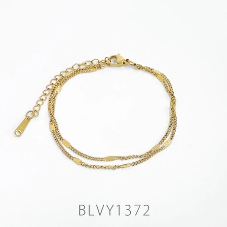 2連フラットドットチェーンステンレスブレスレット／ゴールド