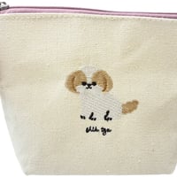 アニマル 刺繍ポーチ タッセル付き  マチ有  シーズー