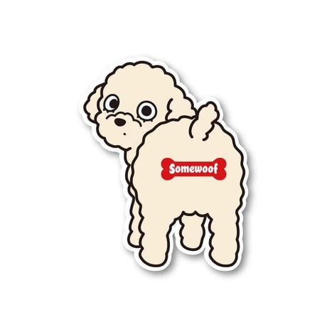【犬種ステッカー/シール】 Somewoof トイプードル ステッカー クリーム