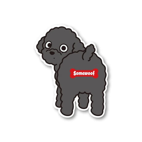 【犬種ステッカー/シール】 Somewoof トイプードル ステッカー ブラック