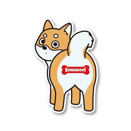 【犬種ステッカー/シール】 Somewoof 柴犬 ステッカー 赤柴