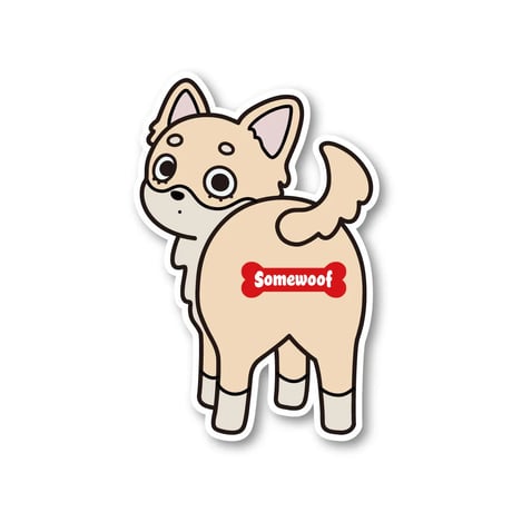 【犬種ステッカー/シール】 Somewoof チワワ ステッカー クリーム