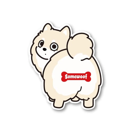 【犬種ステッカー/シール】 Somewoof ポメラニアン ステッカー クリーム
