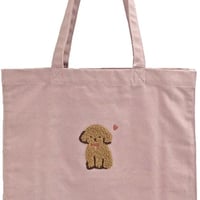 キャンバスサガラ刺繍トートバッグ 　プードル