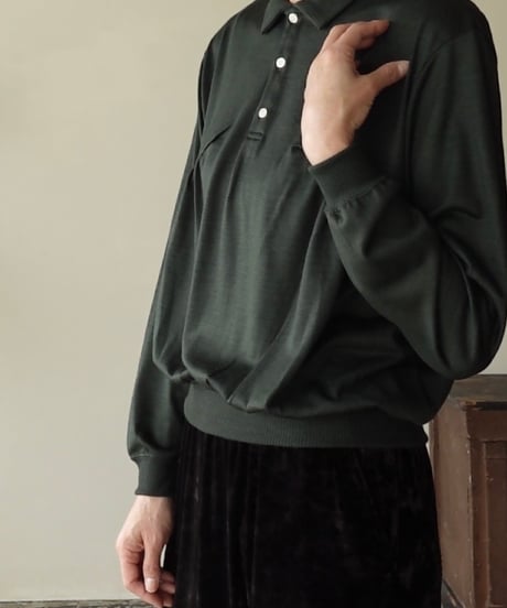 WOOL JERSEY GATHER POLO SHIRT