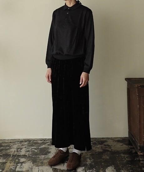 WOOL JERSEY GATHER POLO SHIRT