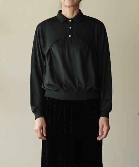 WOOL JERSEY GATHER POLO SHIRT