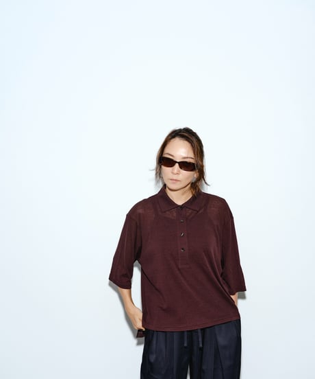 Sheer Sleeve Polo Top