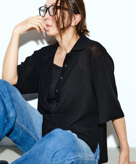 Sheer Sleeve Polo Top