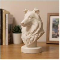 シェットランドシープドッグの3Dプリント胸像 白PLA 彫刻 置物 インテリア