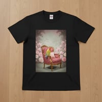 インコ（コザクラインコ）半袖Tシャツ ロココ調シャビーピンク ブラック 男女兼用